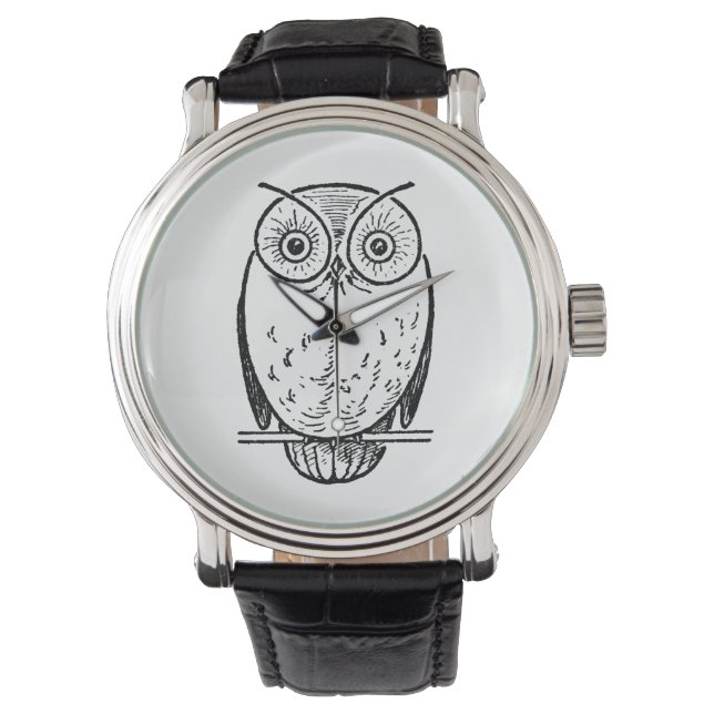 Vintage Print Owl Hoot Watch (Front)