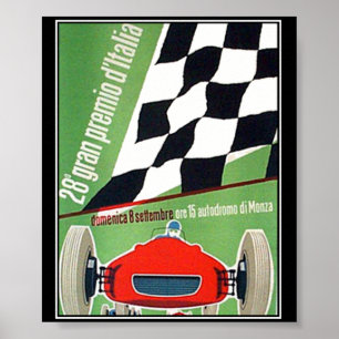 vintage  Print Poster Car Race Italy Monza