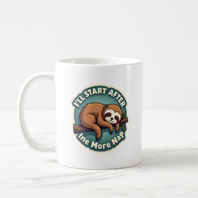 Vintage Procrastination Sloth Funny Student Shirt  Coffee Mug (Left)