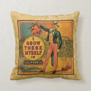 Vintage Produce label Harvey's Grove oranges Cushion