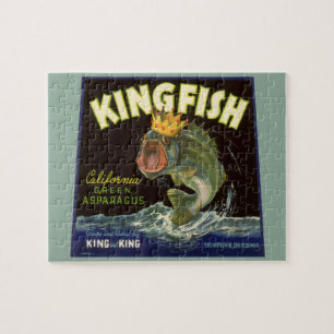 Vintage Product Can Label Art, Kingfish Asparagus Jigsaw Puzzle
