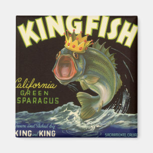 Vintage Product Can Label Art, Kingfish Asparagus Magnet