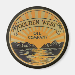 Vintage Product Label Art, Golden West Oil Company Magnet