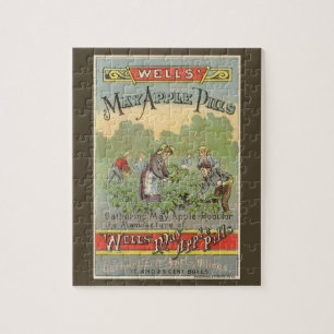 Vintage Product Label Art, Wells May Apple Pills Jigsaw Puzzle
