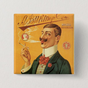 Vintage Product Label, Russian Cigarette Tobacco 15 Cm Square Badge