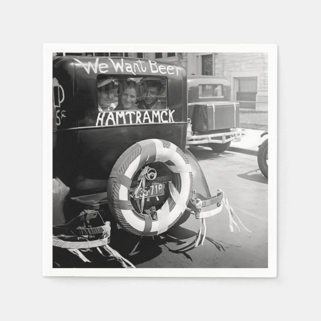 Vintage Prohibition Beer, We Want Beer Napkin (Front)