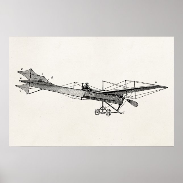 Vintage Propeller Airplane Retro Old Prop Plane Poster (Front)