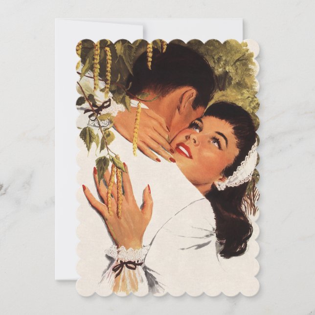 Vintage Proposal Hug, Wedding Invitation (Front)