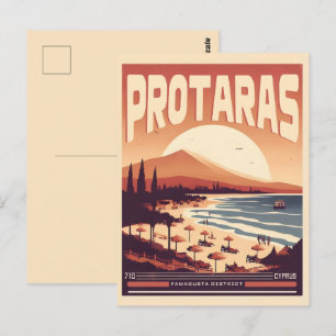 vintage Protaras cyprus holiday on beach gift Postcard