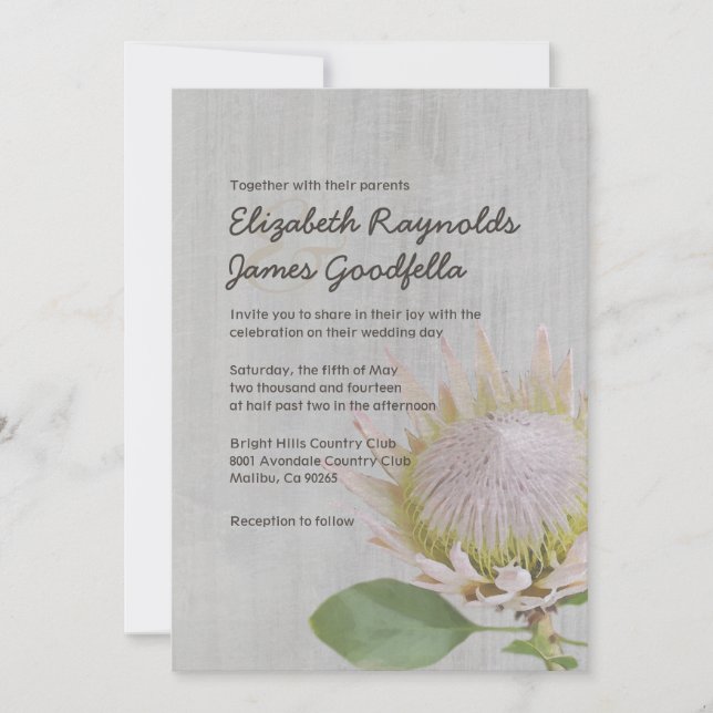Vintage Protea Wedding Invitations (Front)