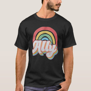Vintage Proud Ally LGBT Rainbow Gay Pride Month T-Shirt