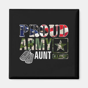 Vintage Proud Army Aunt Camo With Aamerican Flag Magnet