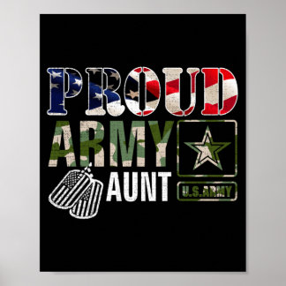 Vintage Proud Army Aunt Camo With Aamerican Flag Poster