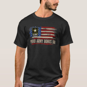 Vintage Proud Army Bonus Dad American Flag Veteran T-Shirt