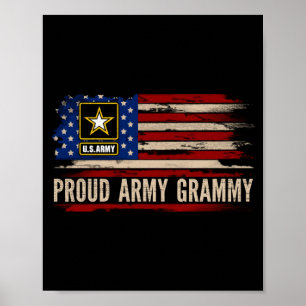 Vintage Proud Army Grammy Aamerican Flag Veteran Poster