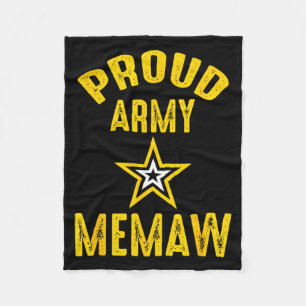 Vintage Proud Army MEMAW Veterans Family Reunion Fleece Blanket