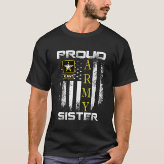 Vintage Proud Army Sister With American Flag Gift T-Shirt