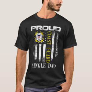 Vintage Proud Coast Guard Single Dad With American T-Shirt