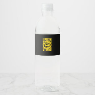 Vintage Proud Labour Day Workers Union Strong Fist Water Bottle Label