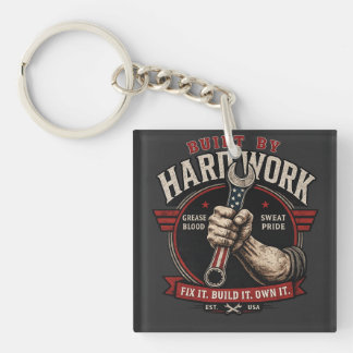 Vintage Proud Mechanic Gift - Built By Hard Work Key Ring