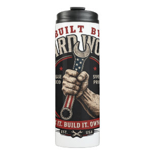 Vintage Proud Mechanic Gift - Built By Hard Work  Thermal Tumbler