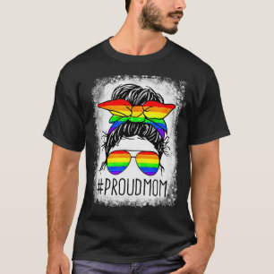 Vintage Proud Mum Messy Hair Bun LGBTQ T-Shirt