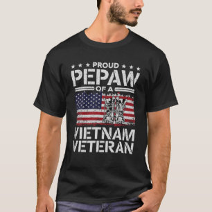 Vintage Proud Pepaw Vietnam Veteran USA Flag Fathe T-Shirt