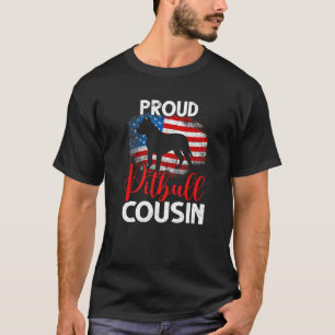 Vintage Proud Pitbull Dog Cousin American Flag T-Shirt