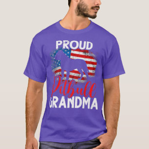 Vintage Proud Pitbull Dog Grandma American Flag T-Shirt