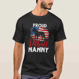 Vintage Proud Pitbull Dog Nanny American Flag T-Shirt