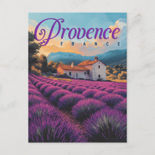 Vintage Provence Lavender Fields Travel Postcard