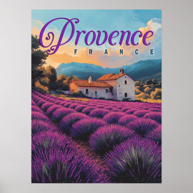 Vintage Provence Lavender Fields Travel Poster (Front)
