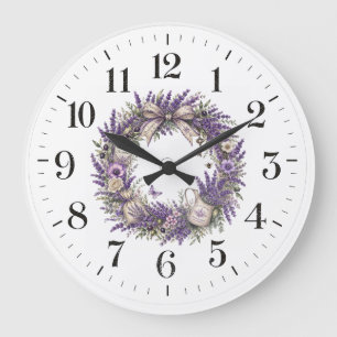 vintage provence lavender wreath large clock