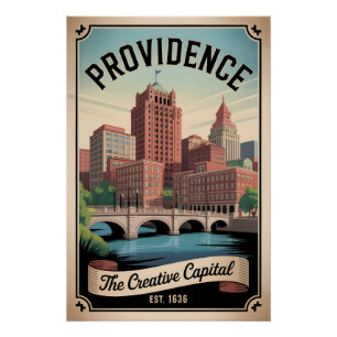 Vintage Providence Rhode Island Retro Travel Poster
