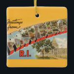 Vintage Providence RI Ornament<br><div class="desc">A vintage postcard greeting from Rhode Island repurposed on an ornament.  Keep the image on the back or remove it and add your personal message.</div>