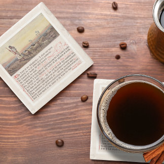 Vintage Psalm 23 Biblical Scripture Stone Coaster