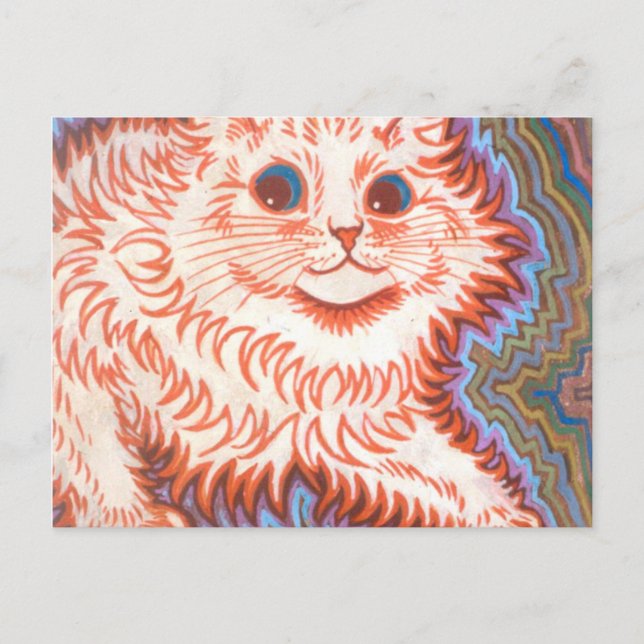 Vintage Psychedelic Cat By Louis Wain Postcard (Front)