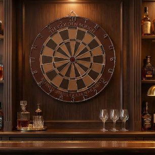 Vintage Pub Aesthetic Brown & Gold Custom Text Dartboard