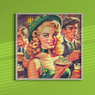 Vintage Pub Irish Girl Poster
