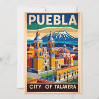 Vintage Puebla Mexico City of Talavera Retro
