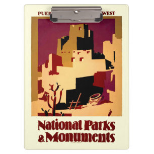 Vintage Pueblos of the Southwest WPA Poster Art Clipboard