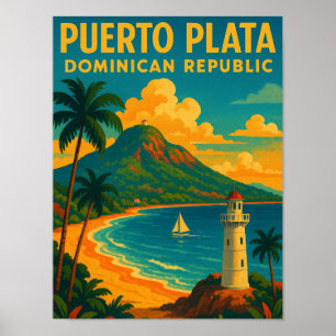 Vintage Puerto Plata Dominican Republic Travel Poster