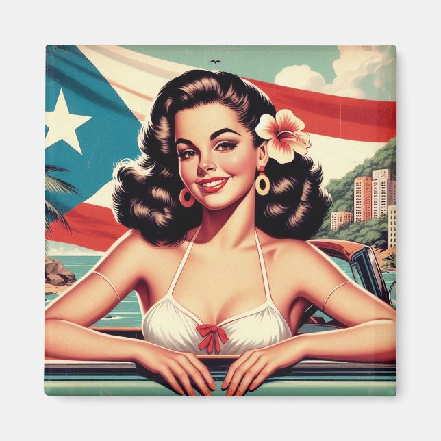 Vintage Puerto Rican Girl Magnet (Front)