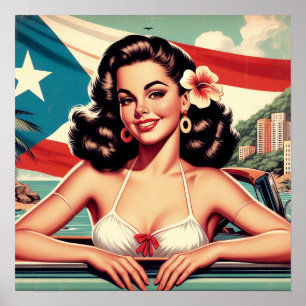 Vintage Puerto Rican Girl Poster