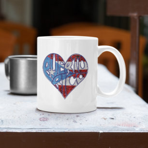 Vintage Puerto Rico Flag Boricua Heart Coffee Mug