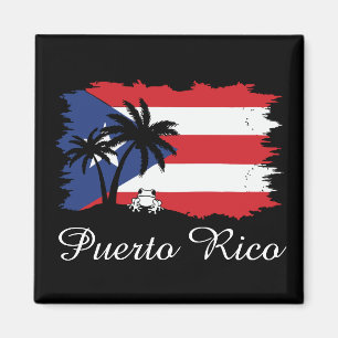 Vintage Puerto Rico Flag Coqui Boricua Magnet