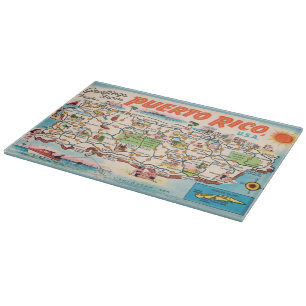 Vintage Puerto Rico Map Cutting Board