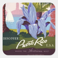 Vintage Puerto Rico Square Stickers