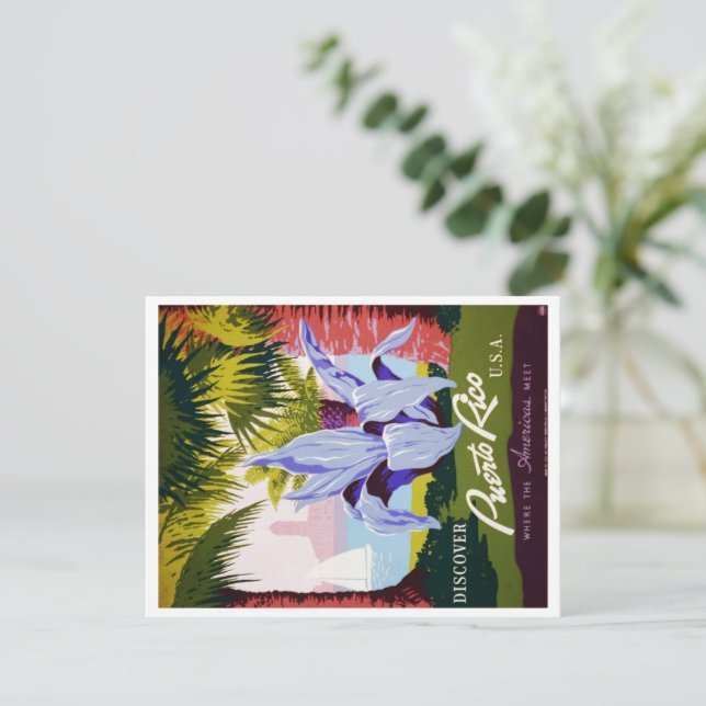 Vintage Puerto Rico Travel Tropical Announcement (Standing Front)