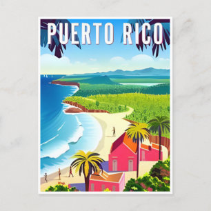 Vintage Puerto Rico Tropical beach island Postcard